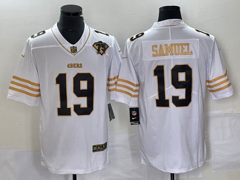 Men San Francisco 49ers 19 Samuel 75th Nike White Gold Game Player NFL Jersey